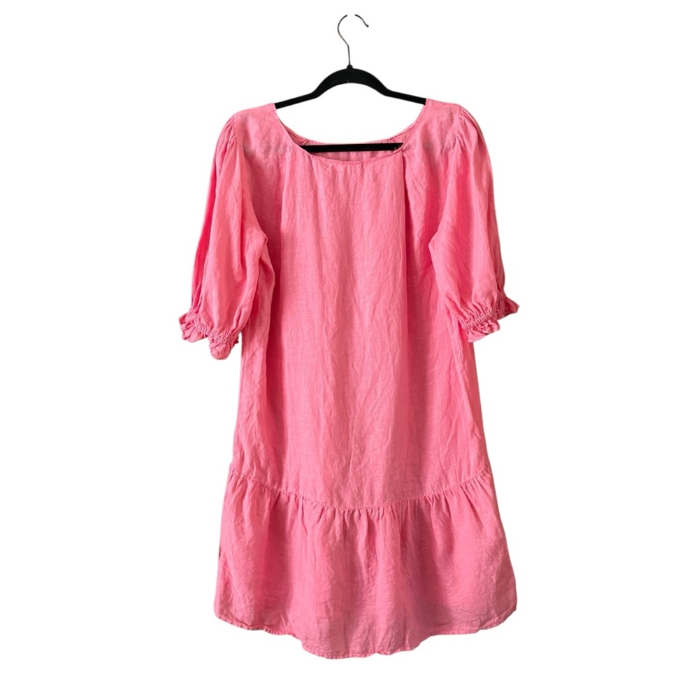 Velvet by Graham & Spencer Pink Puff Sleeve Drop Waist Mini Dress Size Small